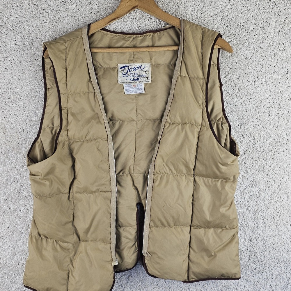 Vintage Schott Prime Northern Goose Down Quilted Vest Zip Liner Made in USA